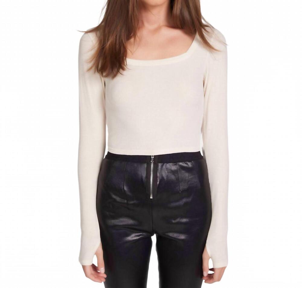 NEW MICHAEL LAUREN pryderi cropped long sleeve top in ivory